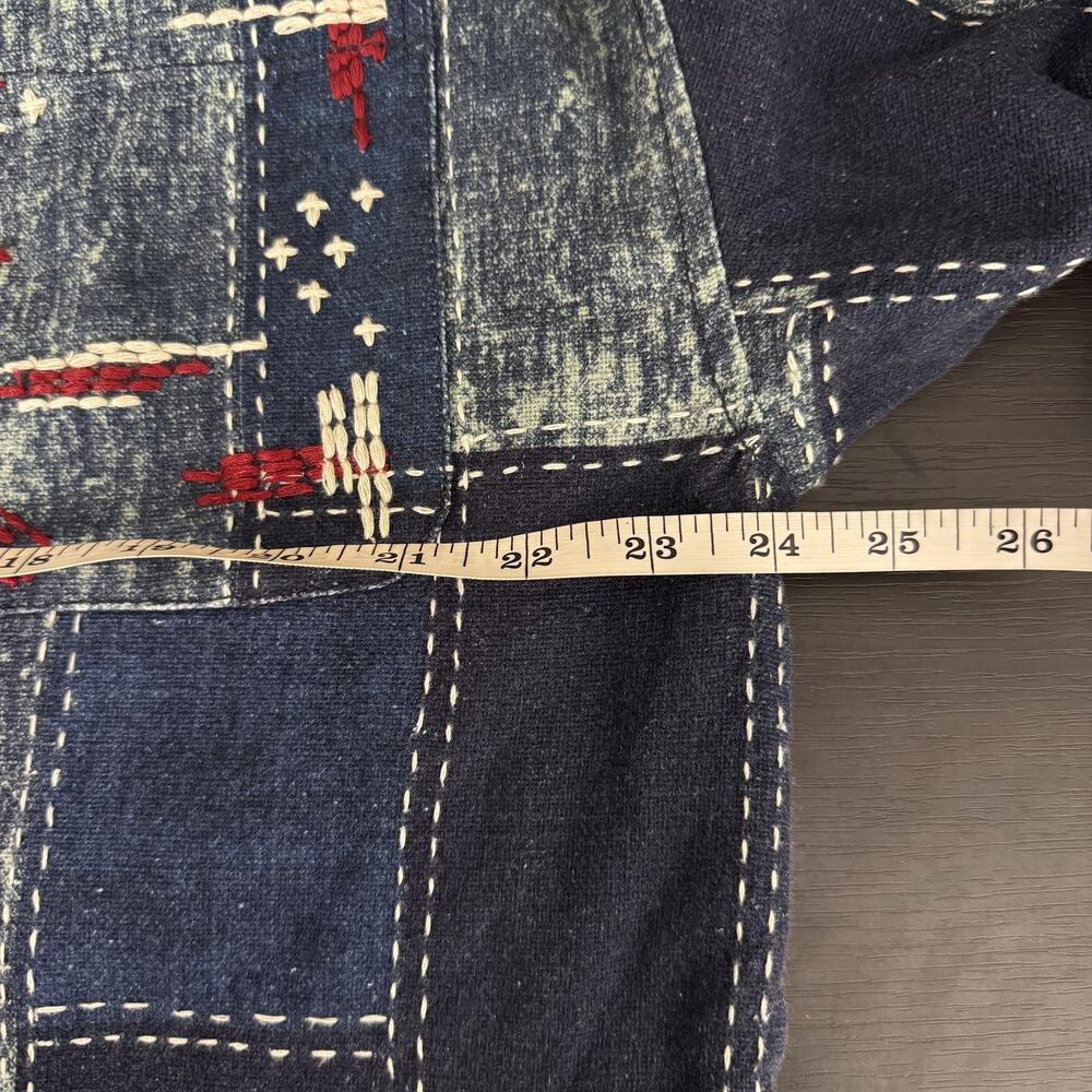 Free People Open Studio Duster Women XS/S Patchwork Denim Embroidered Boho Coat - Picture 11 of 13